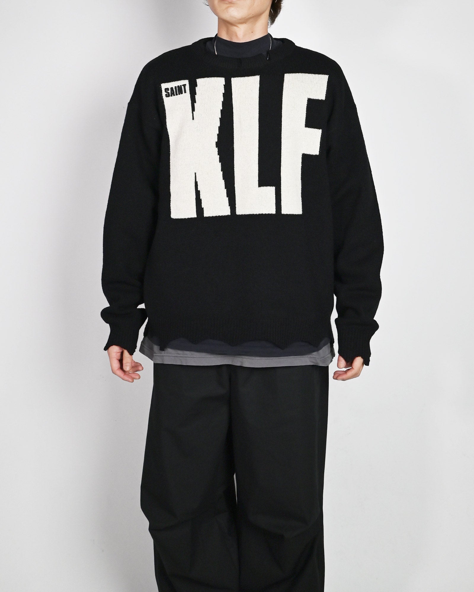 ©SAINT M××××××・saint michael -  KLF_CREW NECK KNIT/KLF / BLACK