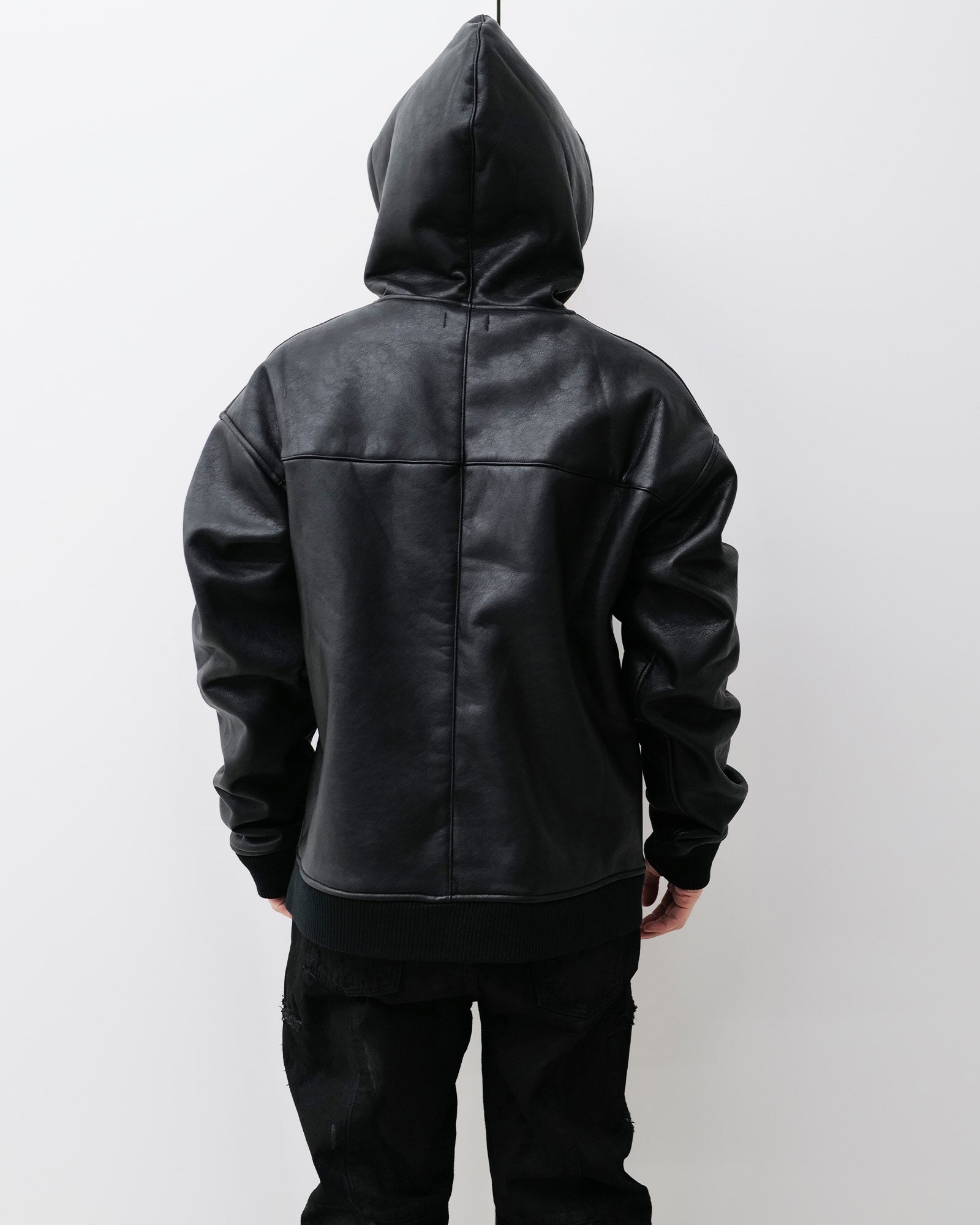 LAST NEST・ラストネスト - パーカー・フーディ FAUX LEATHER BOA HOODIE / BLACK