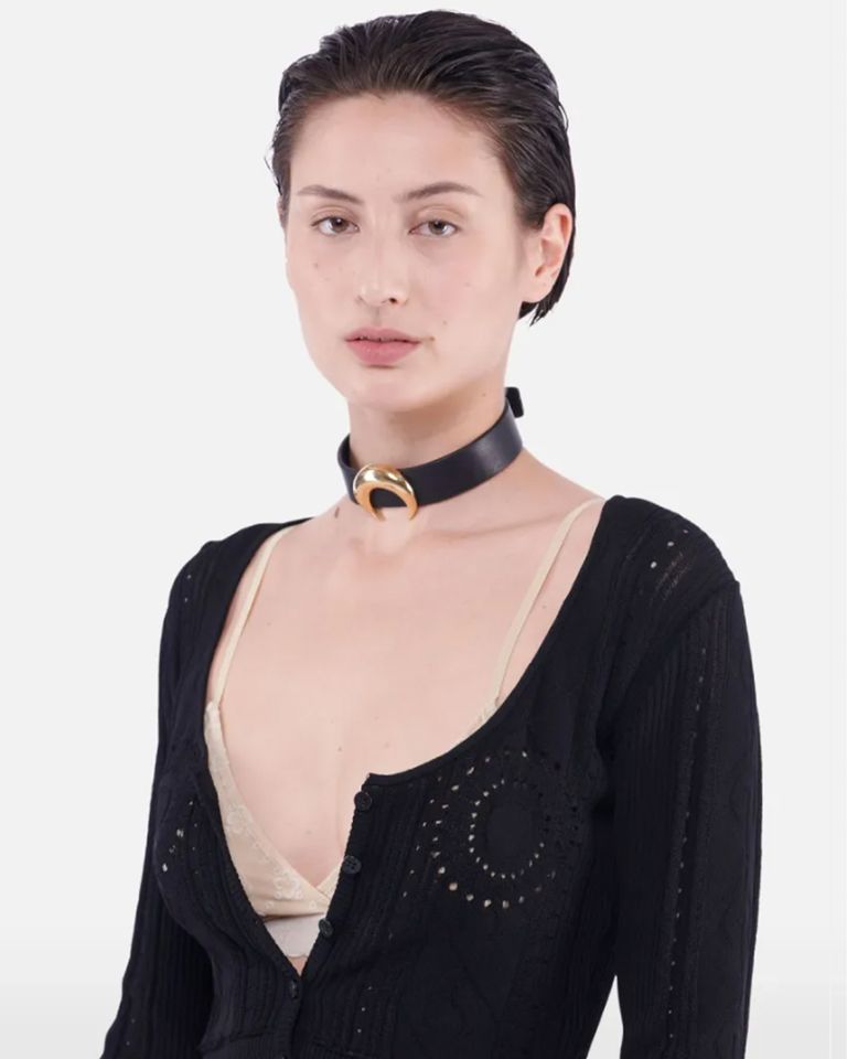 Marine Serre × LEATHER CHOCKER NECKLACE / GOLD