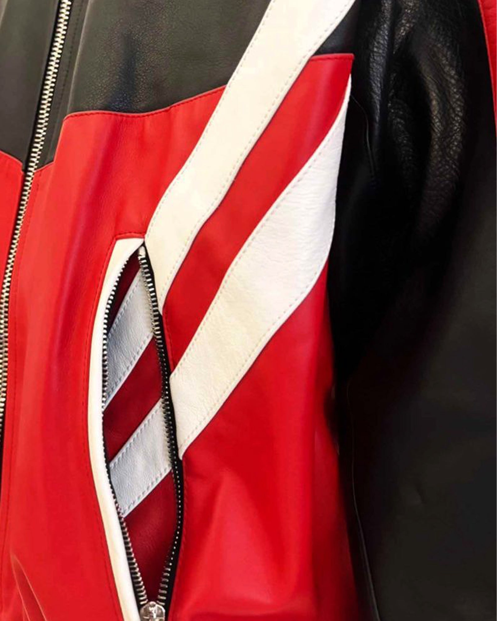 VETEMENTS × LEATHER TRACKSUIT JACKET / RED
