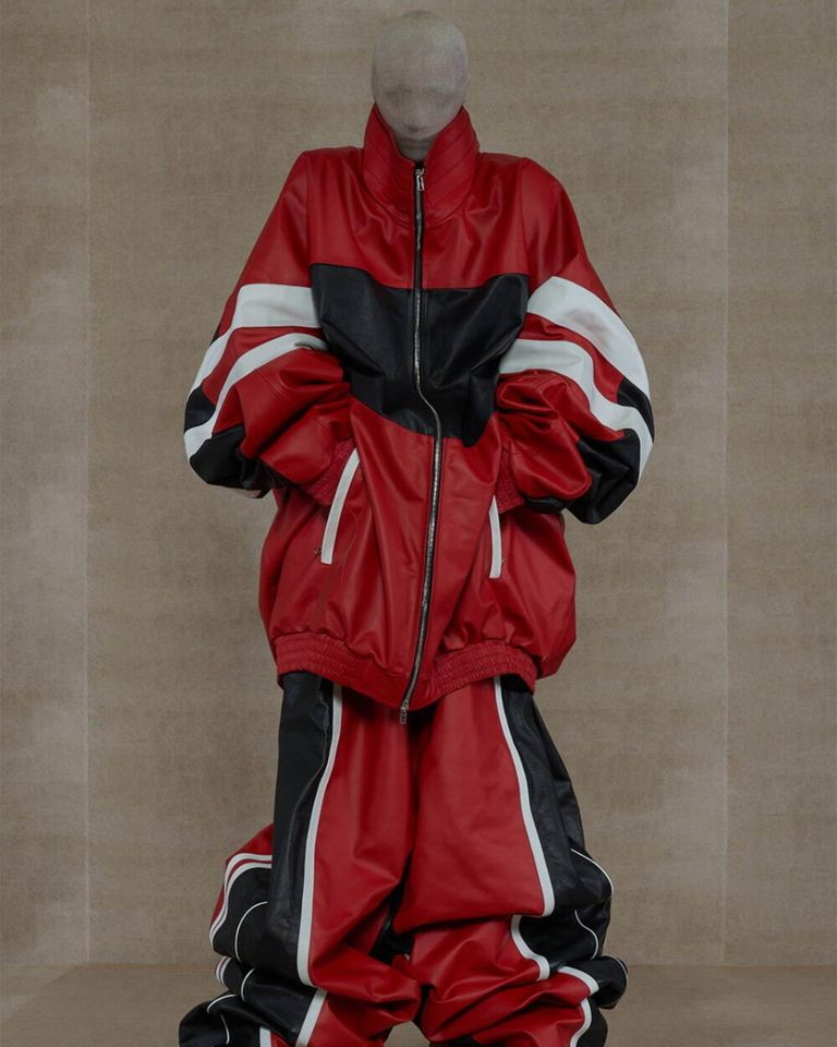 VETEMENTS × LEATHER TRACKSUIT JACKET / RED