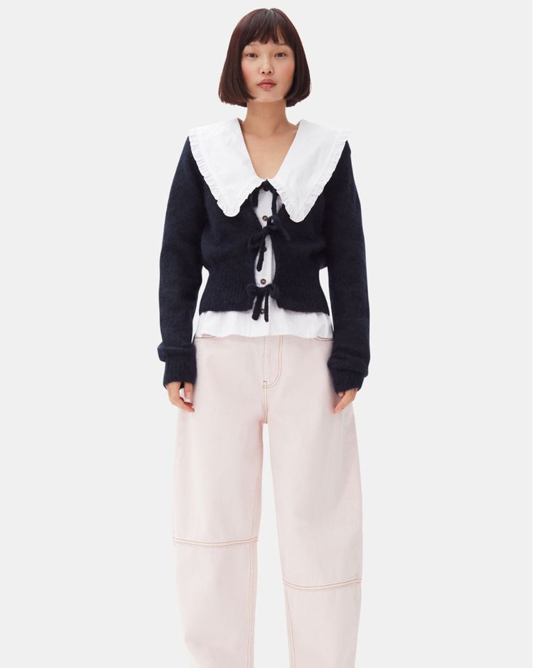 GANNI × LIGHT MOHAIR TIE STRING CARDIGAN / SKY CAPTAIN