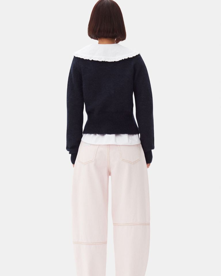 GANNI × LIGHT MOHAIR TIE STRING CARDIGAN / SKY CAPTAIN
