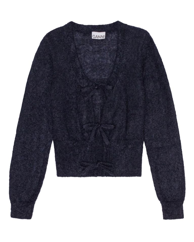 GANNI × LIGHT MOHAIR TIE STRING CARDIGAN / SKY CAPTAIN