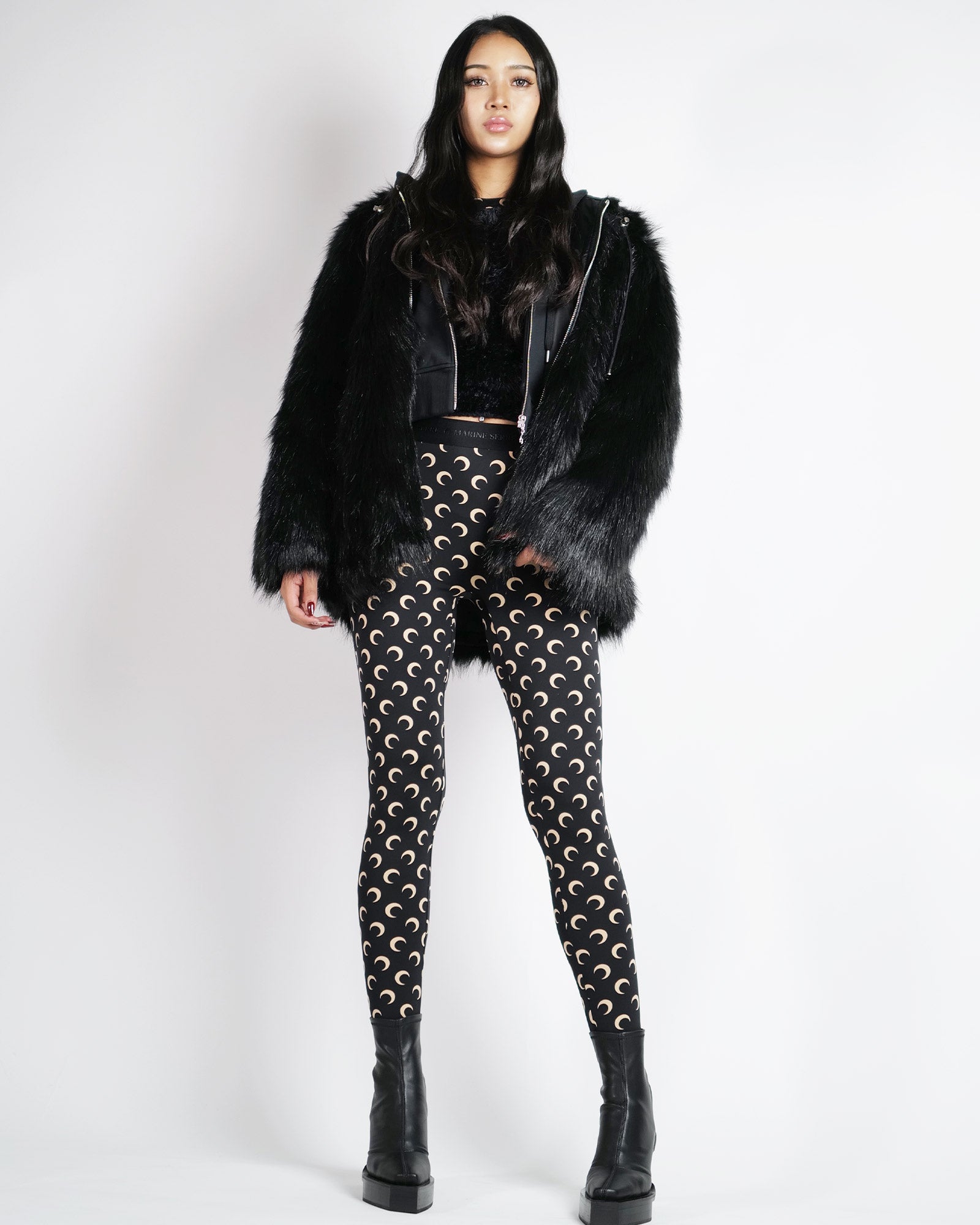 Marine Serre・マリーン・セル - レギンス・スパッツ MOON PRINTED JERSEY LEGGINGS / INVERSE TAN