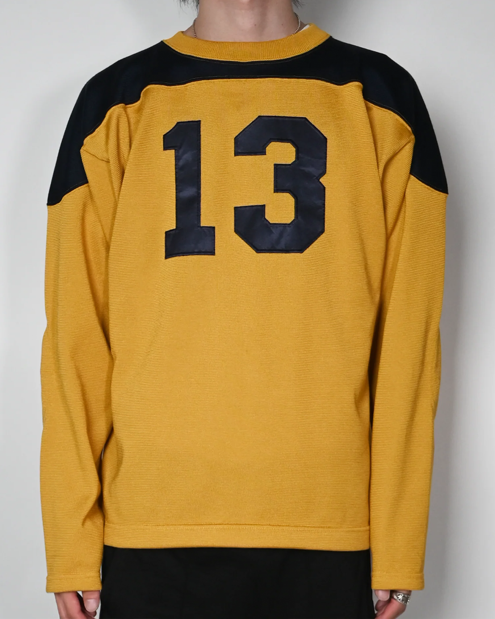 FOOTBALL SHIRT KNIT / NAVY/MUSTARD