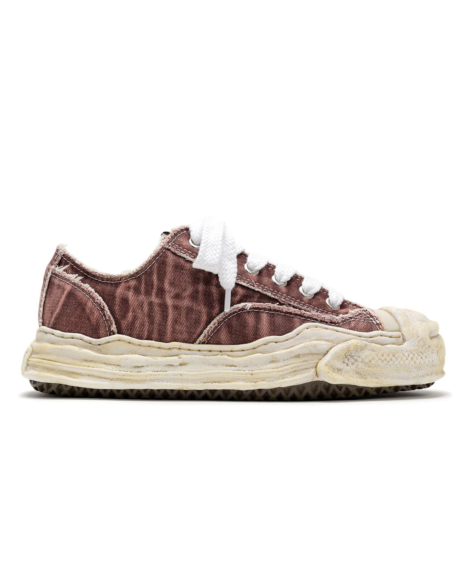 HANK ORIGINAL SOLE BLEACHING AND WASHING TEXTILE LOW-TOP SNEAKER / BORDEAUX