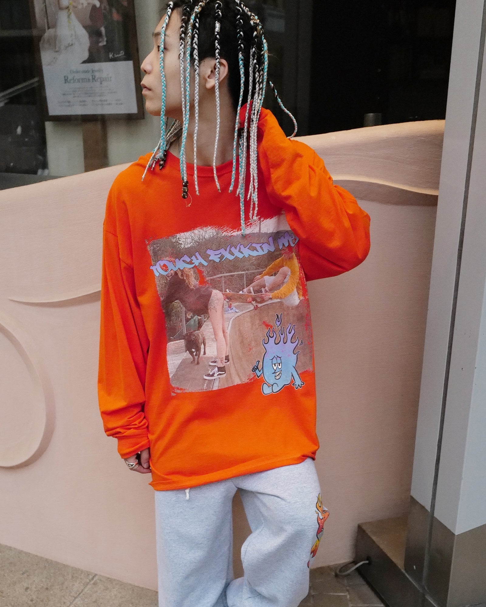 CVTVLIST・カタリスト - L/S Tシャツ TOUCH ME LONGSLEEVE TEE / ORANGE