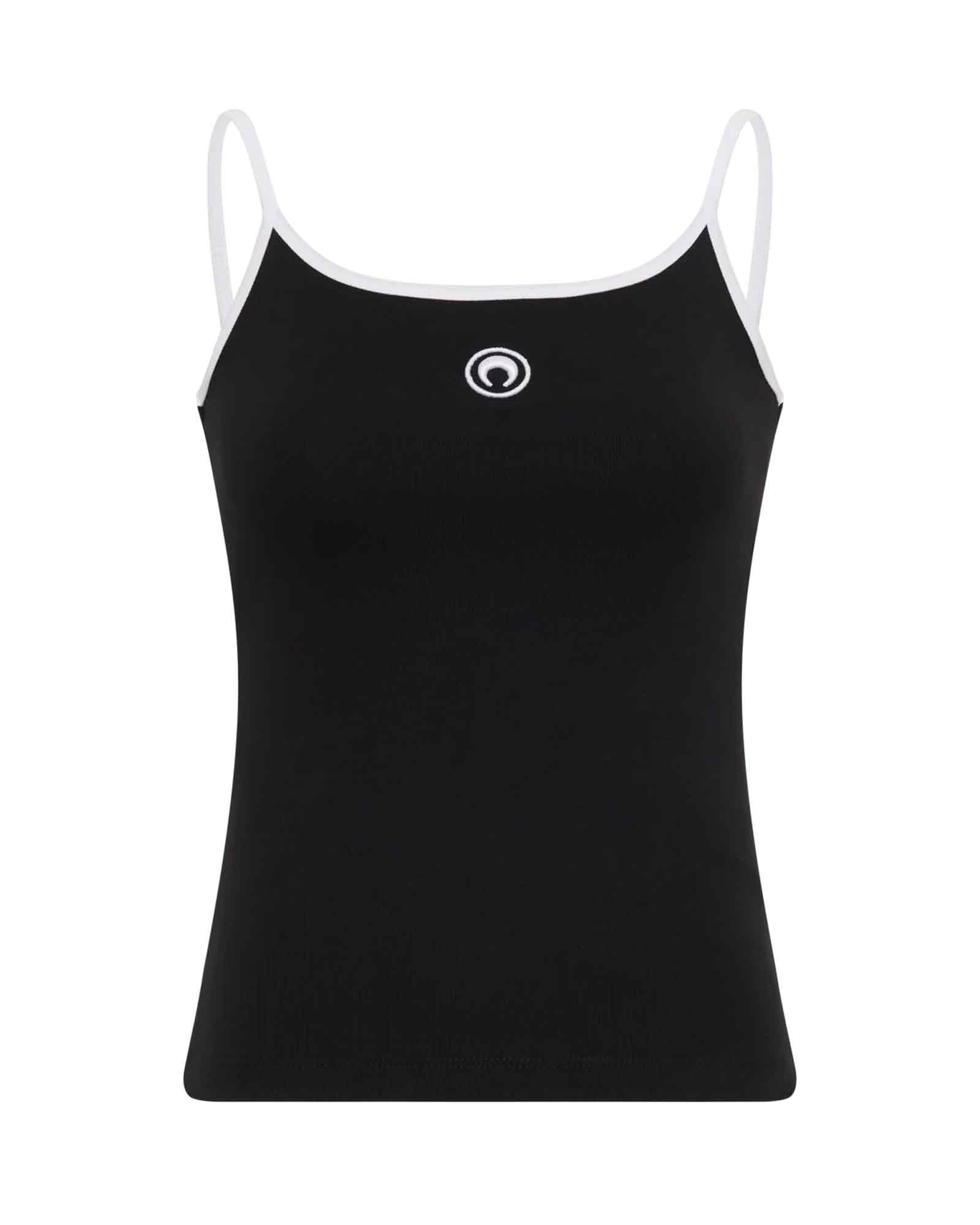 MOON LOGO RIBBED JERSEY TANK TOP / BLACK