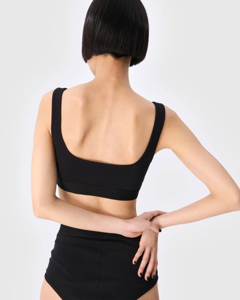 Marine Serre × MOON LOGO STRETCHED JERSEY SPORT BRA / BLACK