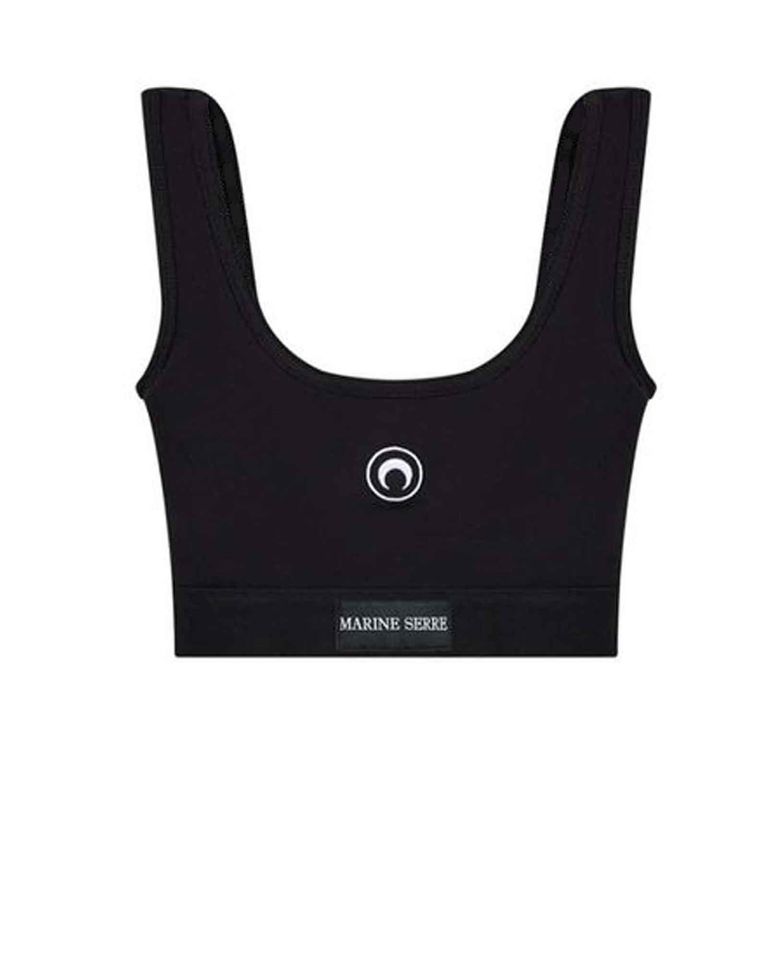 Marine Serre × MOON LOGO STRETCHED JERSEY SPORT BRA / BLACK