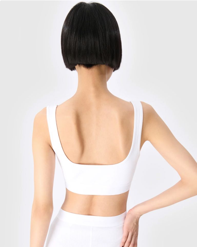Marine Serre・marine cell -  MOON LOGO STRETCHED JERSEY SPORT BRA / WHITE