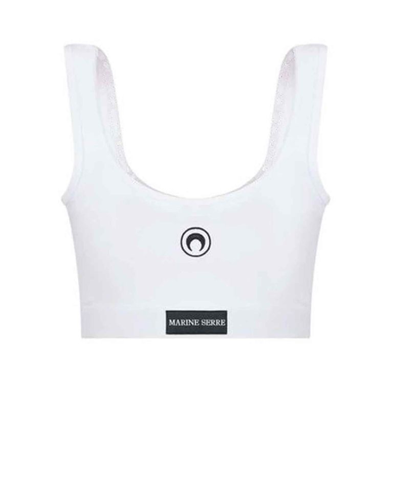 MOON LOGO STRETCHED JERSEY SPORT BRA / WHITE