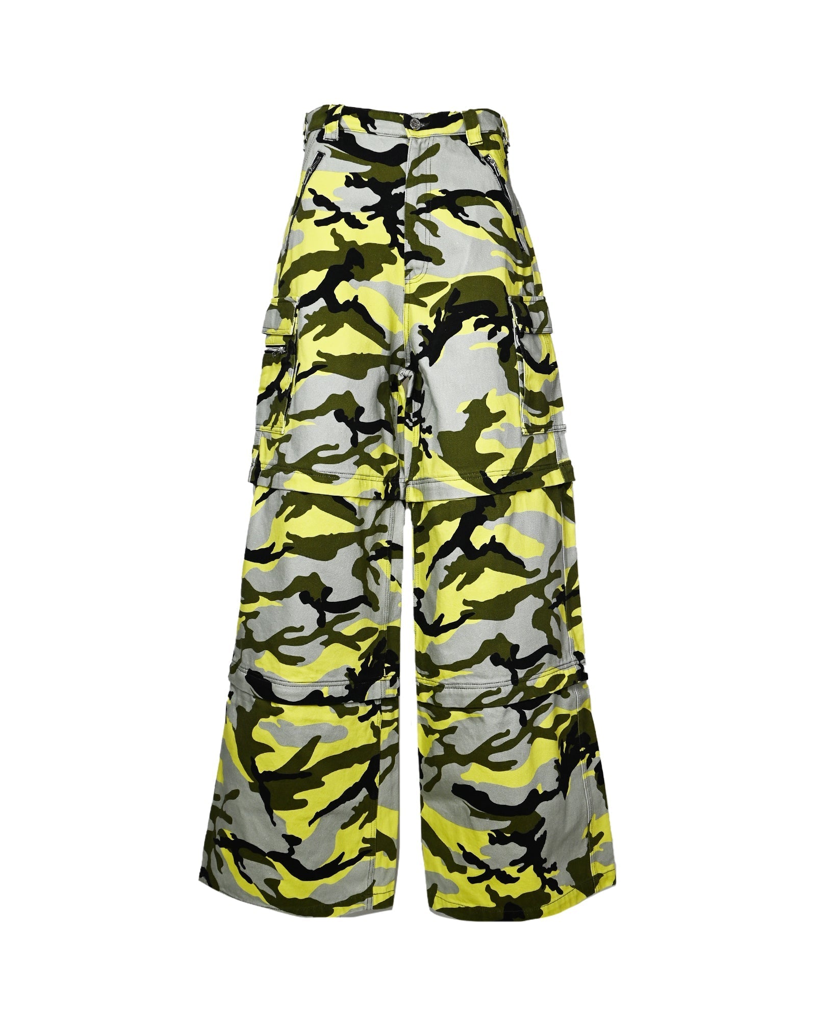 NEON CAMO BIG SHAPE TRANSFORMER PANTS / NEON CAMO