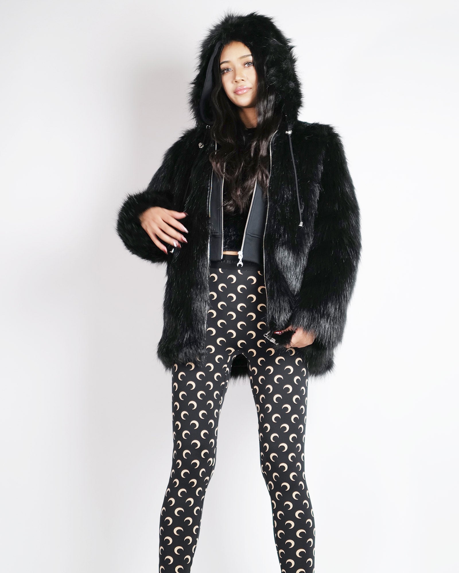 OPEN YY・オープン ワイワイ - ジャケット REVERSIBLE FAUX FUR HOOD JACKET / BLACK