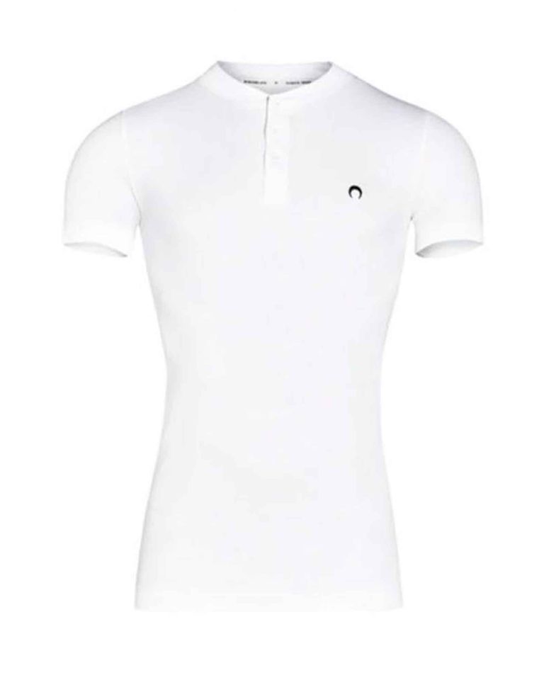 Marine Serre × ORGANIC COTTON BUTTON UP HENLEY / WHITE