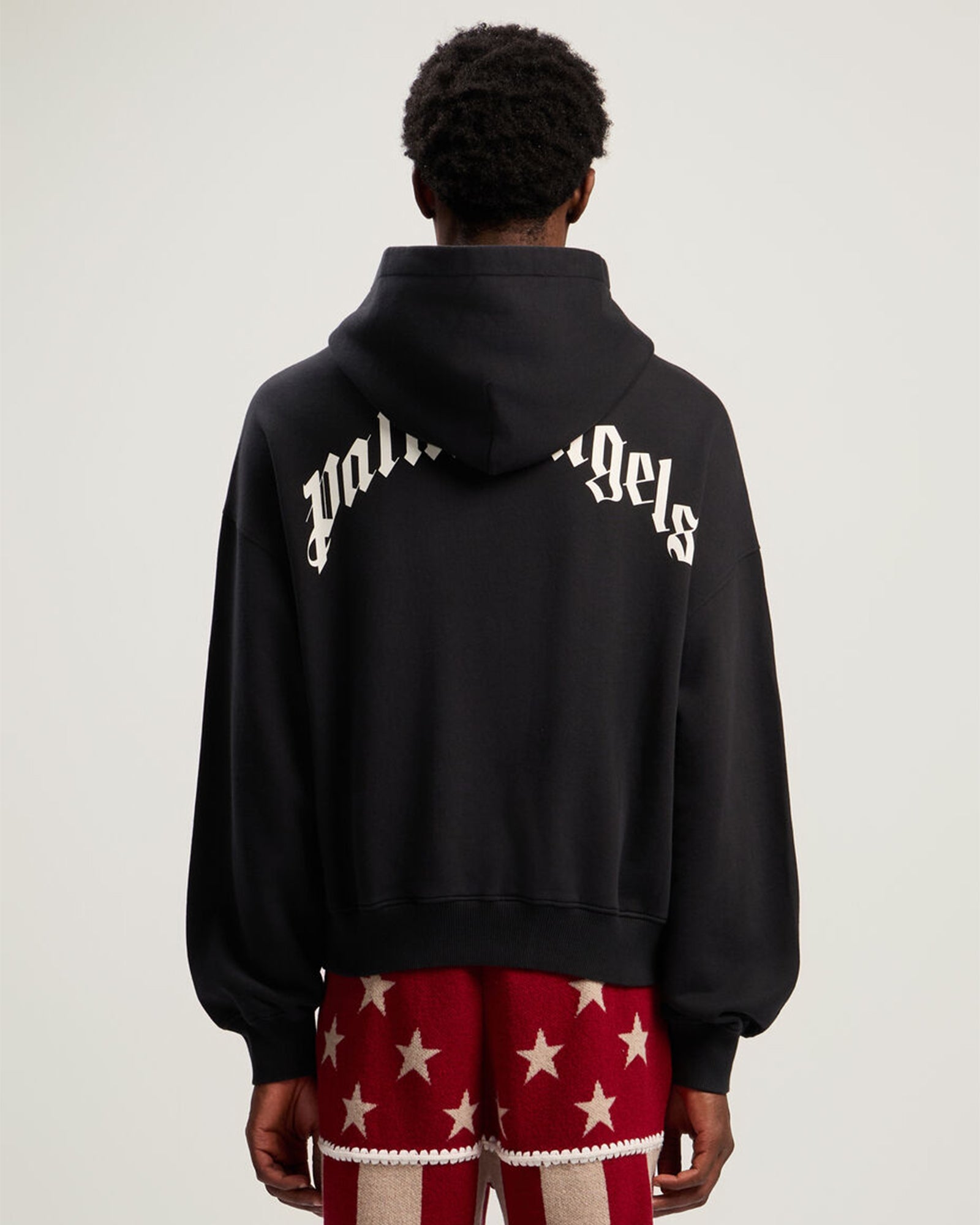 PALM ANGELS・palm angels -  BACK CURVED LOGO LOOSE HOODIE /  BLACK