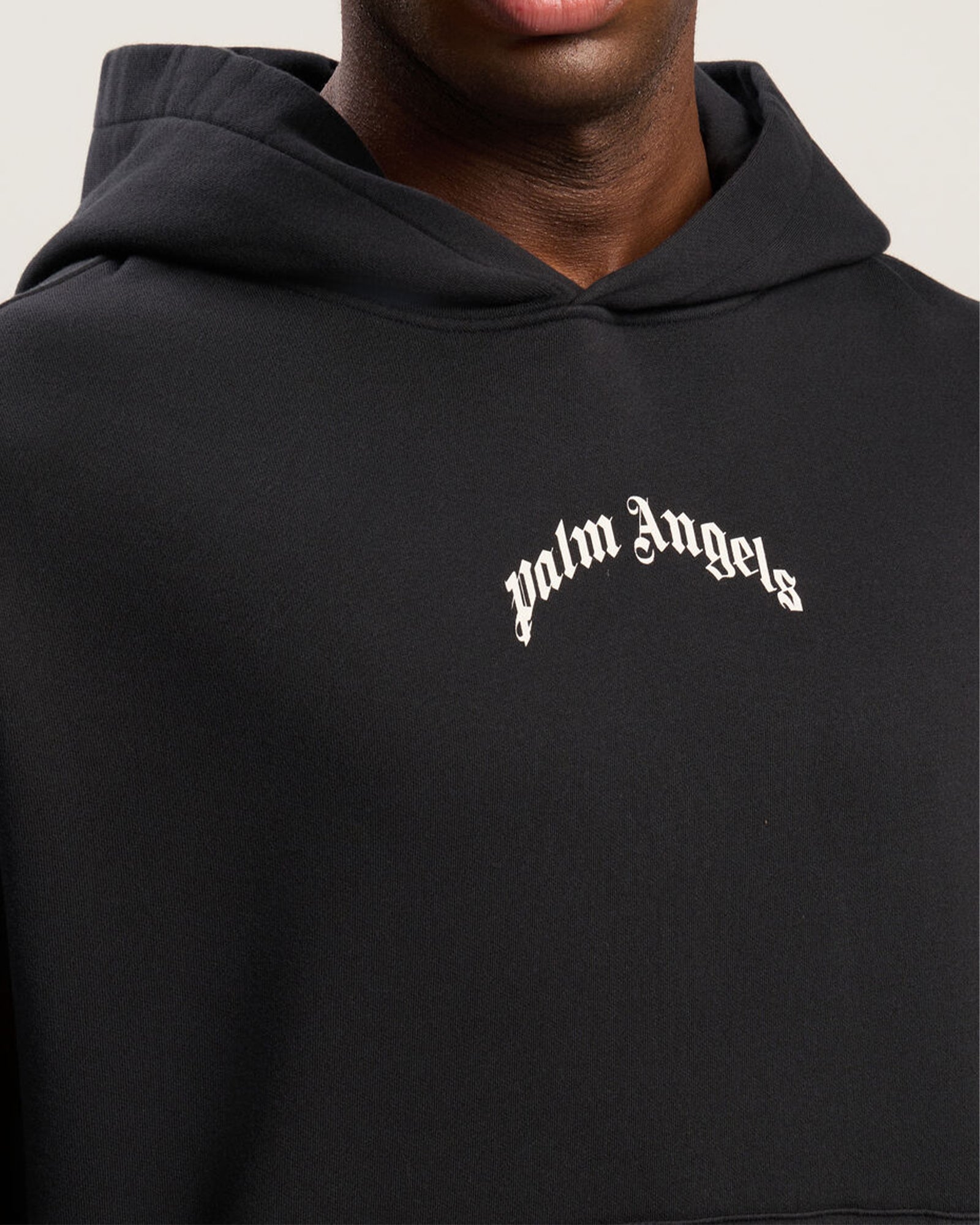 PALM ANGELS・palm angels -  BACK CURVED LOGO LOOSE HOODIE /  BLACK