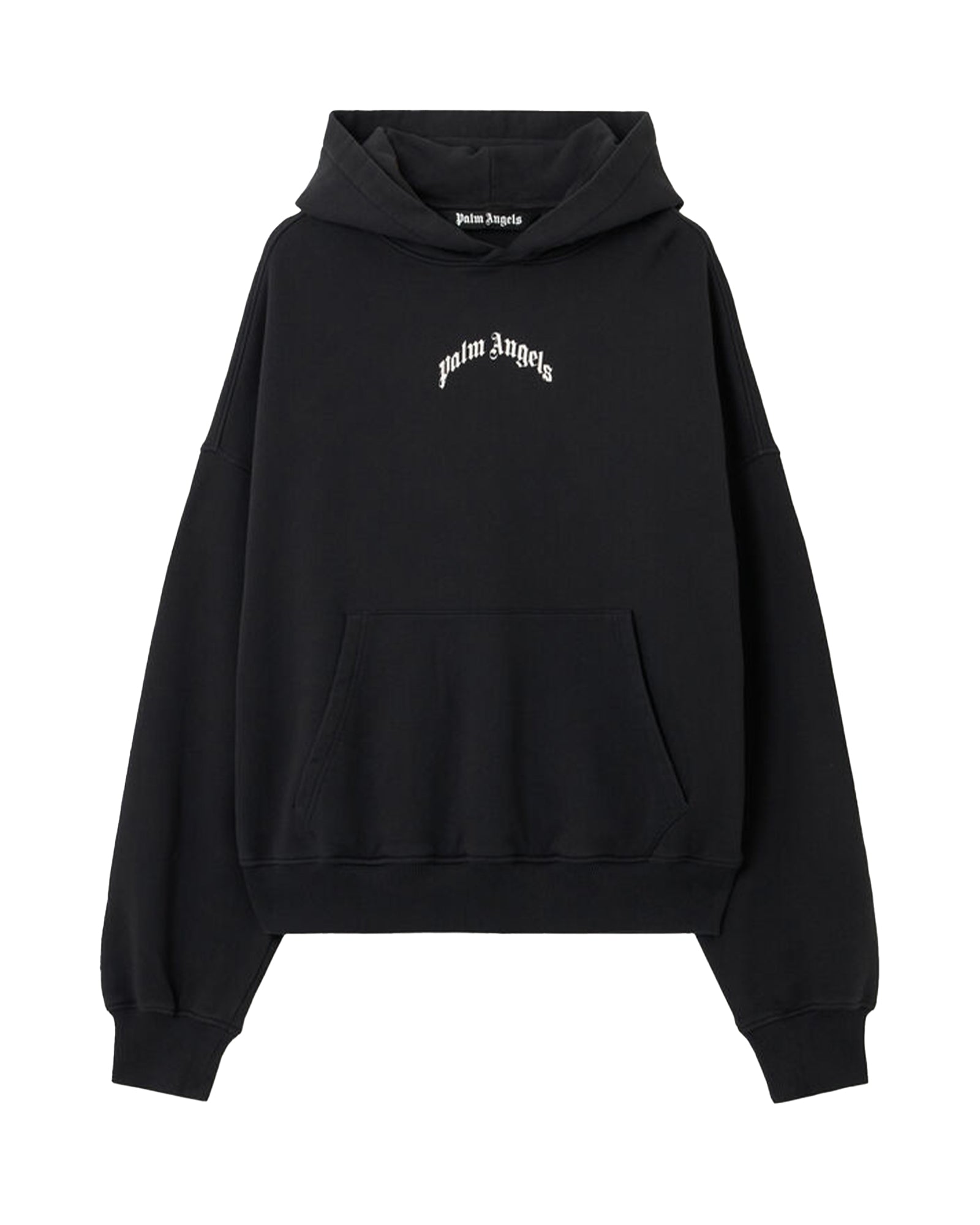 BACK CURVED LOGO LOOSE HOODIE /  BLACK