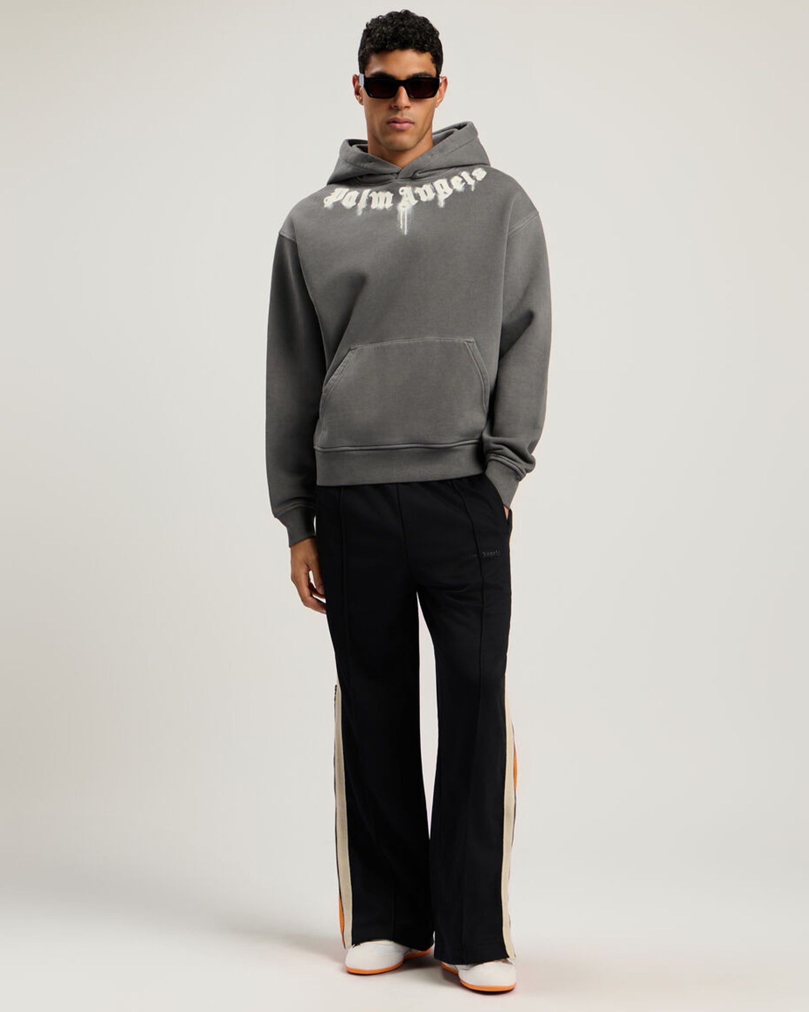 PALM ANGELS・palm angels -  NECK LOGO REGULAR HOODIE / DARK GREY OFF WHITE