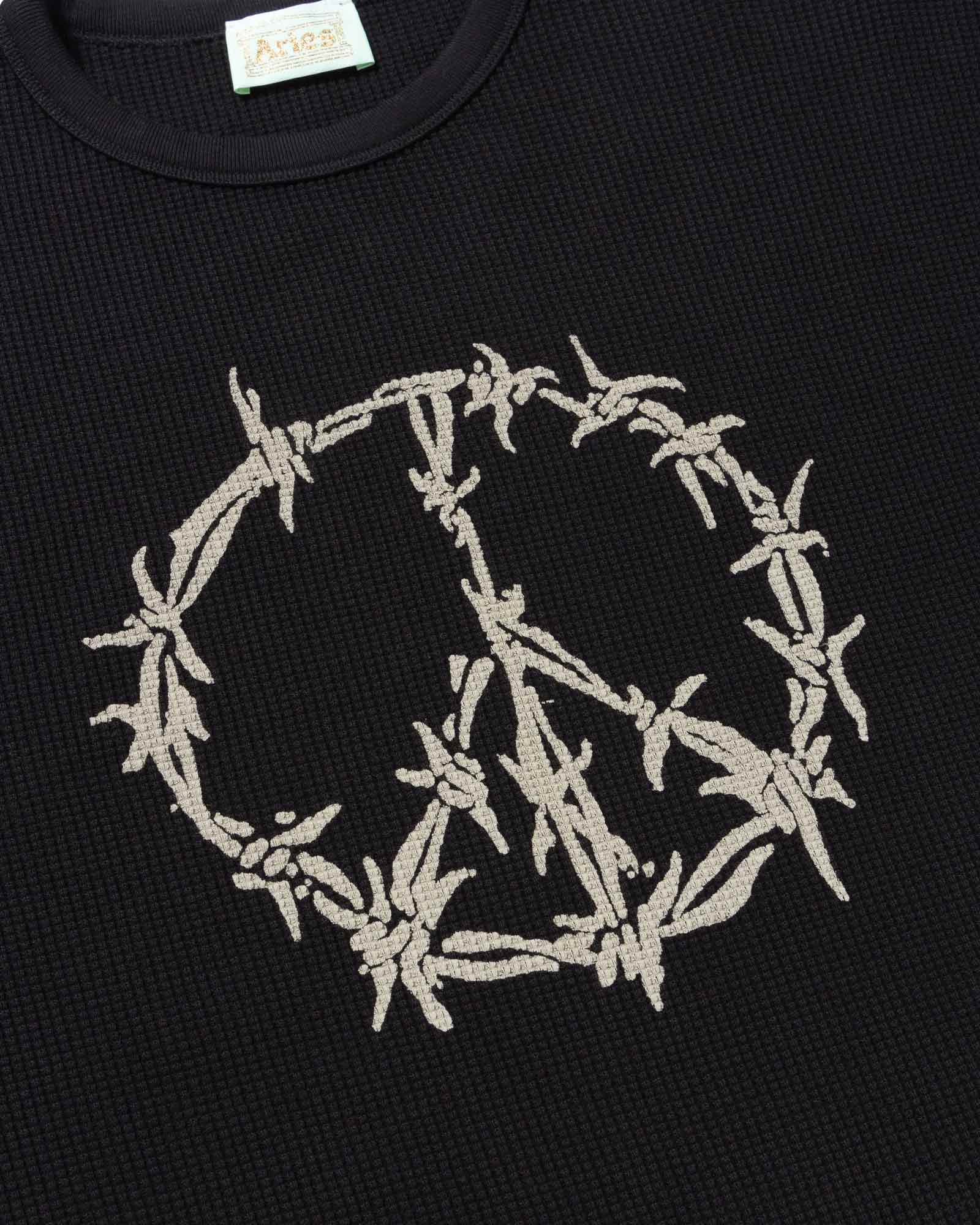 Aries × PEACE PRESS GOTHIC WAFFLE LS TEE / BLACK