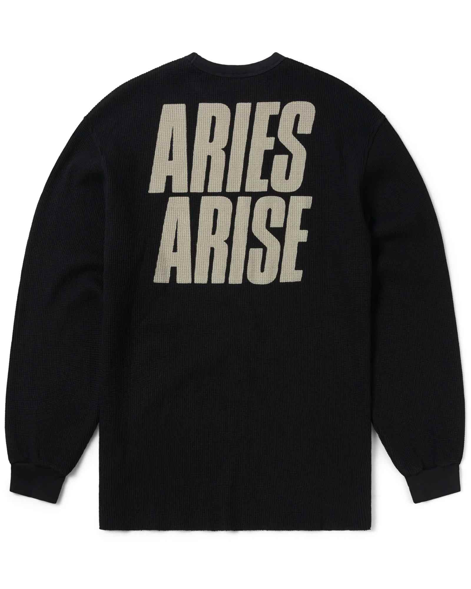 Aries × PEACE PRESS GOTHIC WAFFLE LS TEE / BLACK