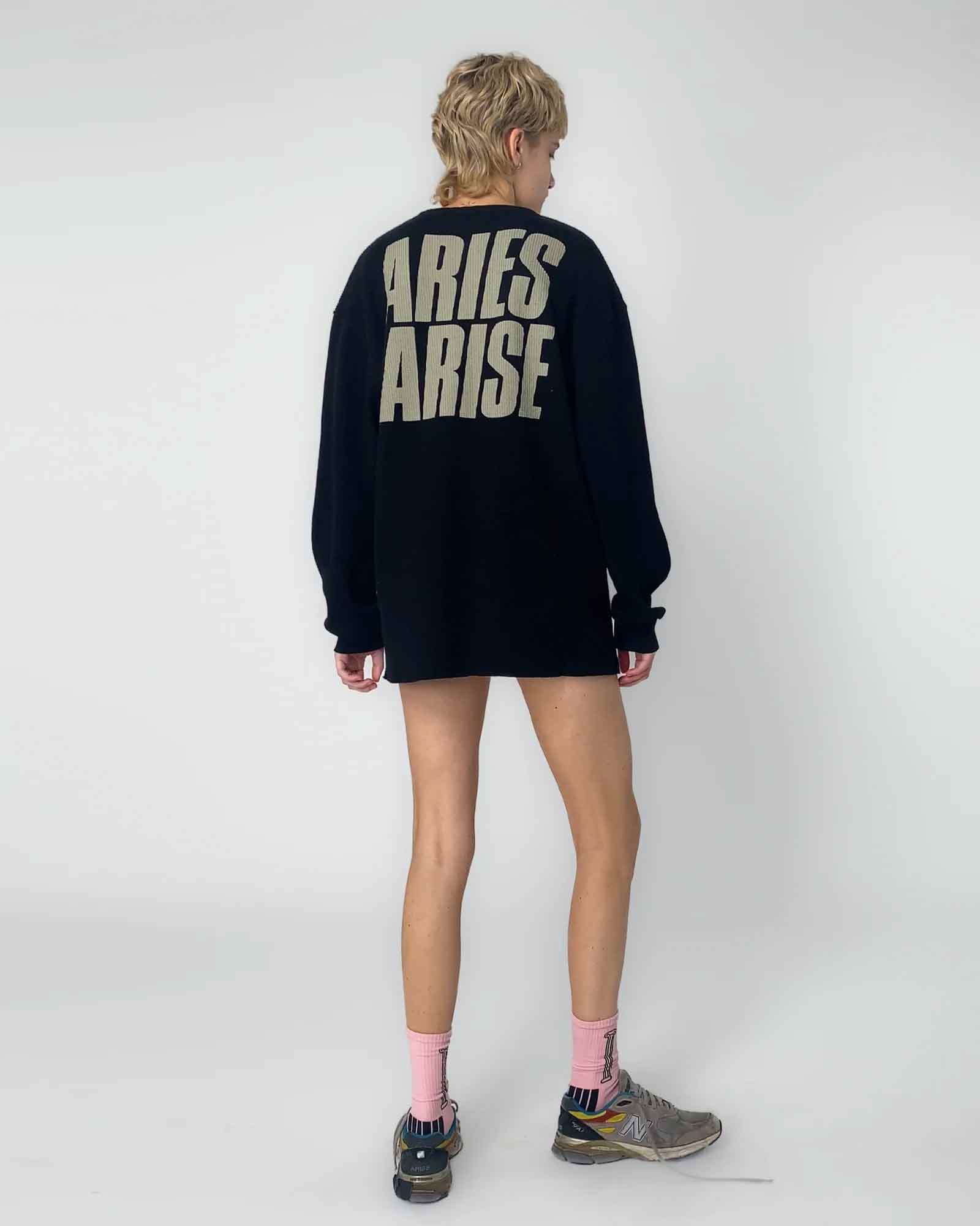 Aries × PEACE PRESS GOTHIC WAFFLE LS TEE / BLACK