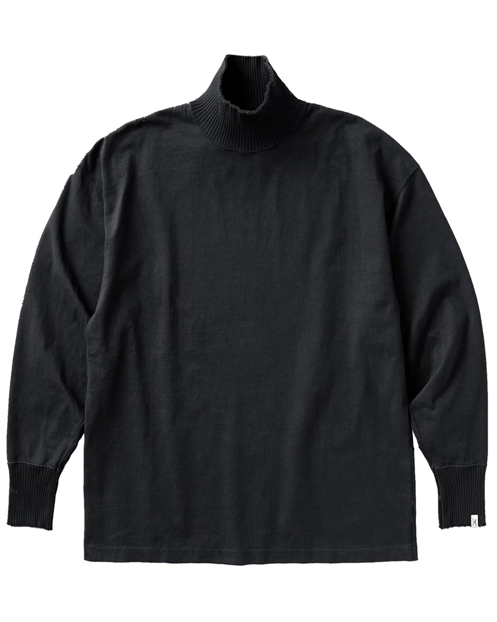 Perfectribs・パーフェクトリブズ - L/S Tシャツ HIGH NECK SIDE SLIT LONG SLEEVE T-SHIRT / VINTAGE BLACK