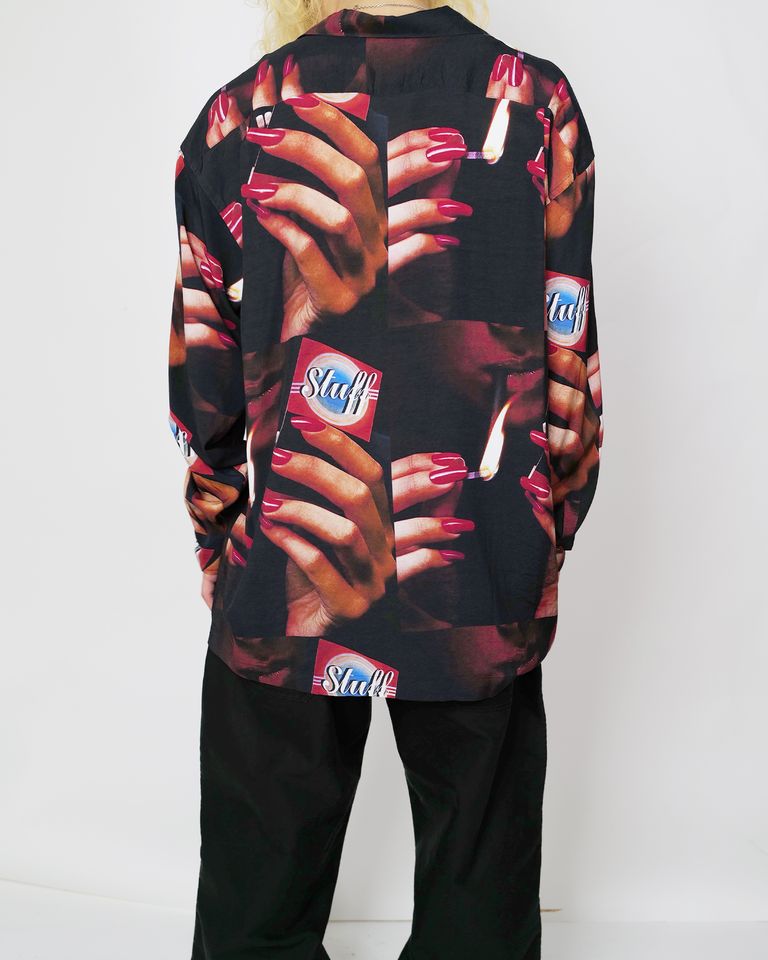 LASTMAN × PRINTED OPEN COLLOAR SHIRTS L/S 