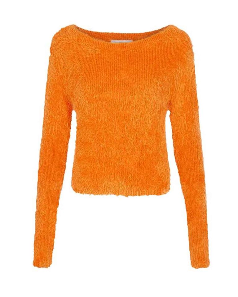 PUFFY KNIT CROPPED PULLOVER / ORANGE