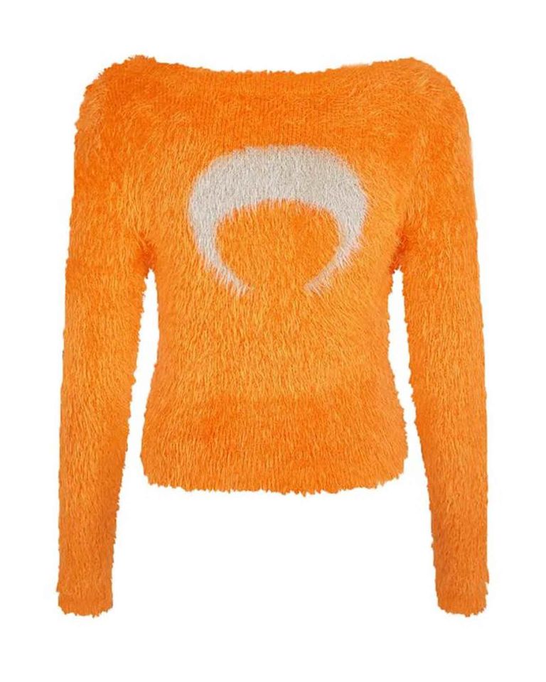 Marine Serre × PUFFY KNIT CROPPED PULLOVER / ORANGE