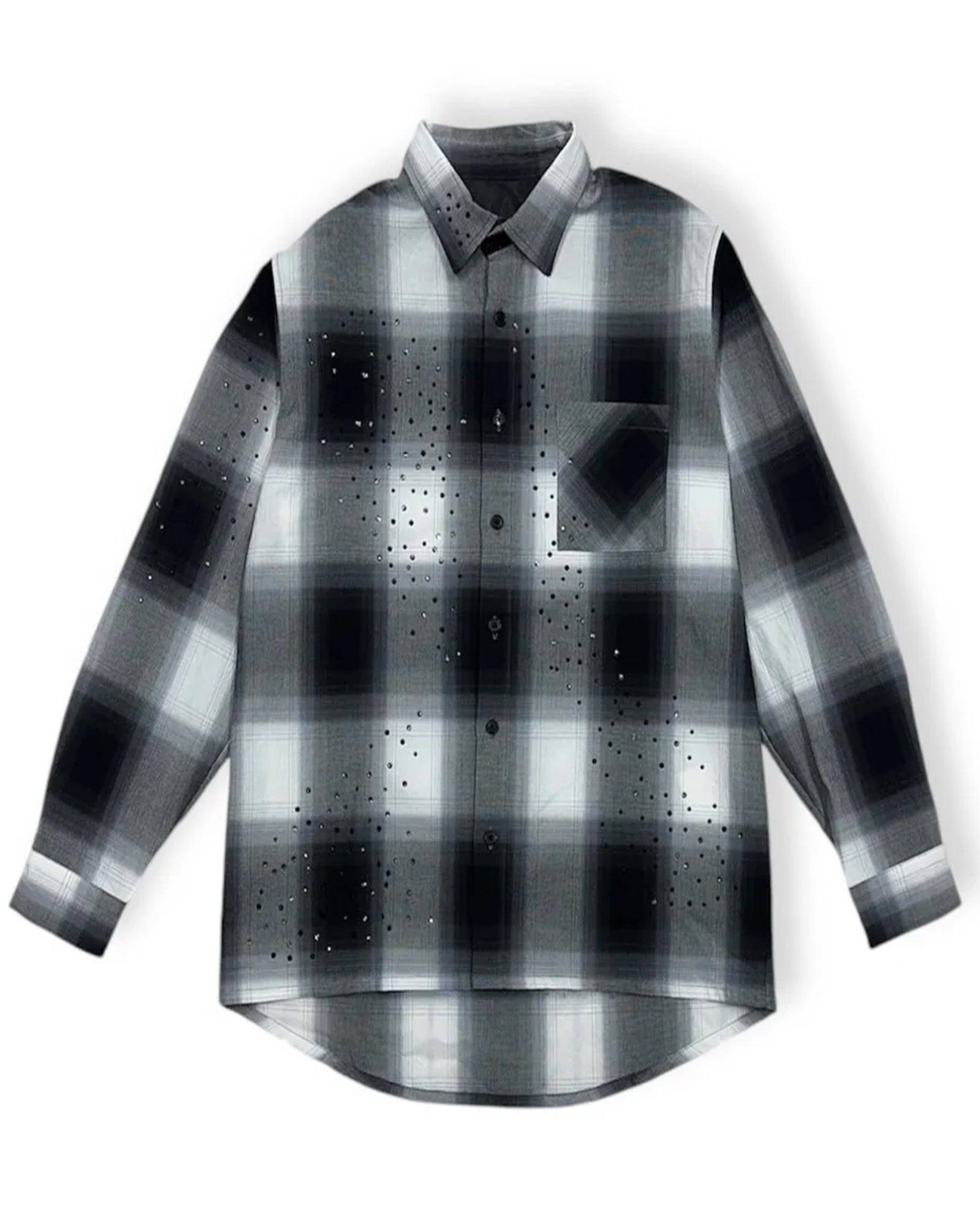 RHINESTONE FLANNEL SHIRT / BLACK