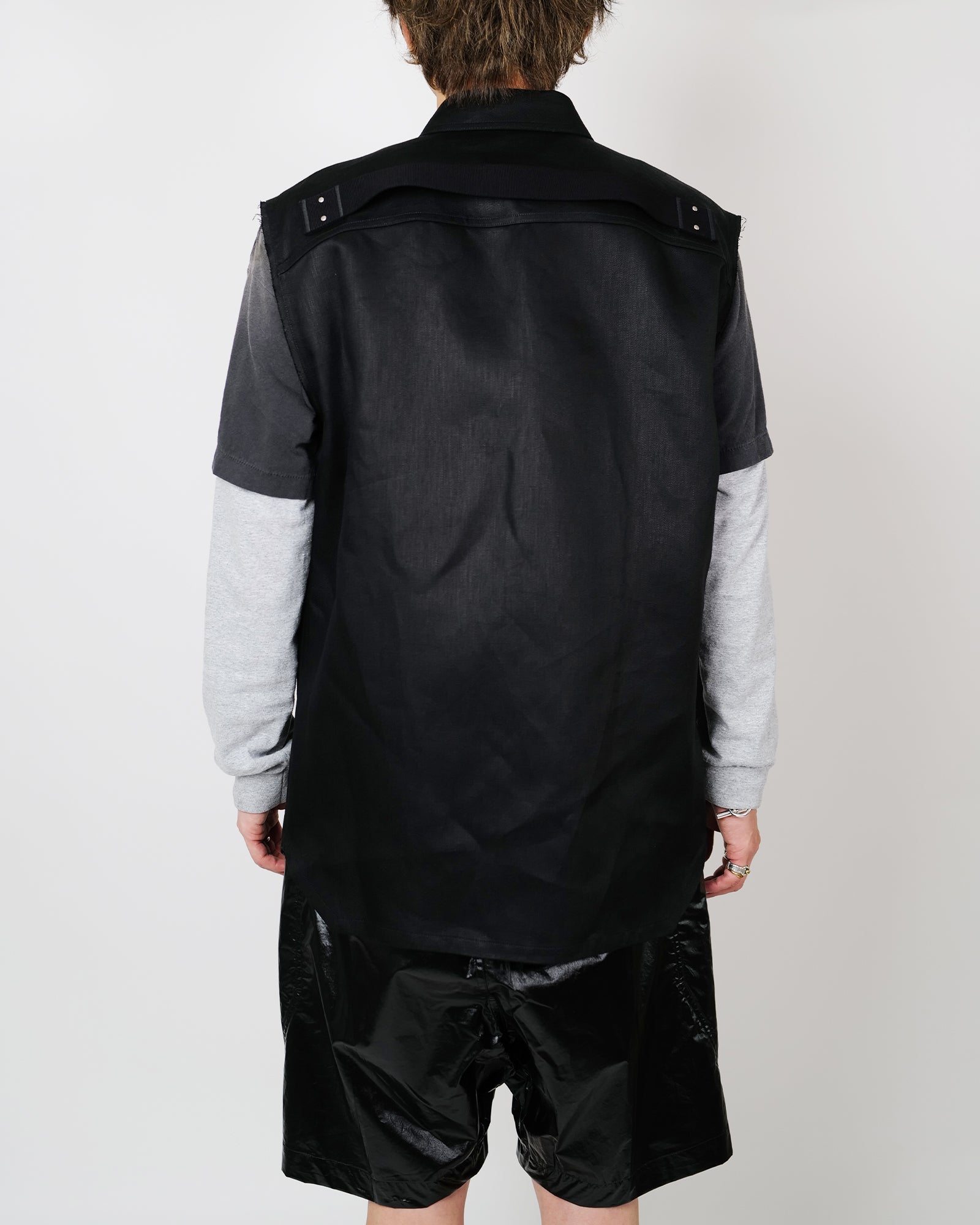 RICK OWENS・リック オウエンス - シャツ SLEEVELESS JUMBO OUTERSHIRT / BLACK