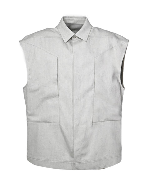 RICK OWENS SS25 SLEEVELESS JUMBO OUTERSHIRT / DINGE | Detail