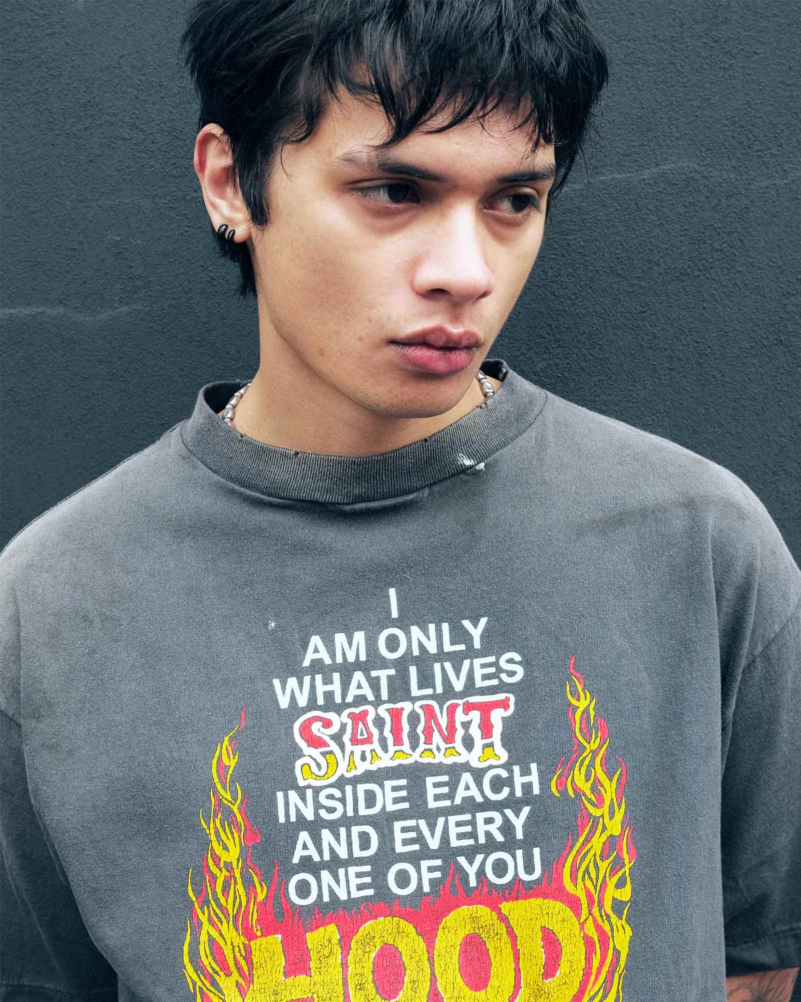 ©SAINT M××××××・セントマイケル - Tシャツ・カットソー NH_SS TEE /STHD.HOOD / BLACK