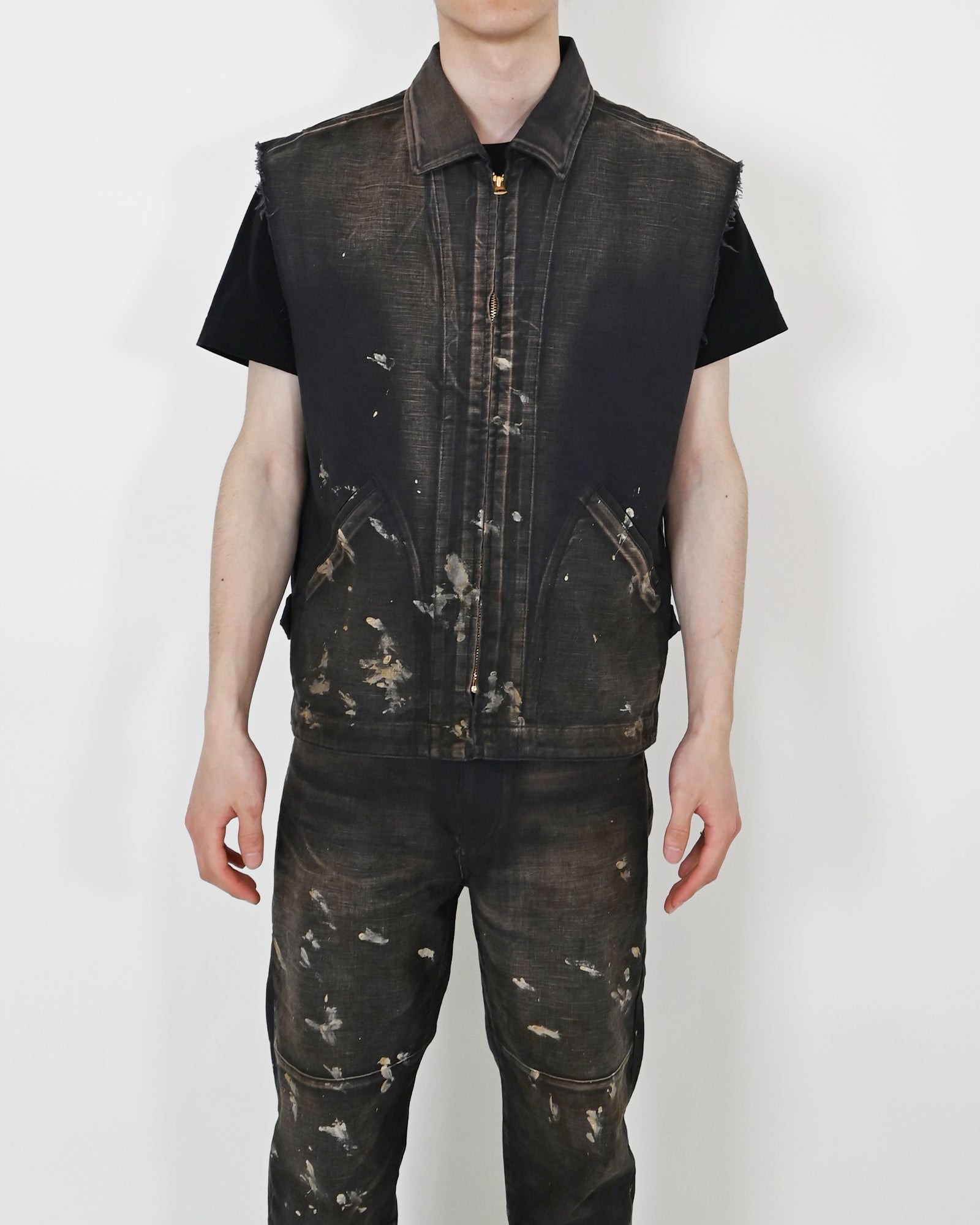 KAMIYA・カミヤ - ベスト SERGE PAINT VEST / BLACK