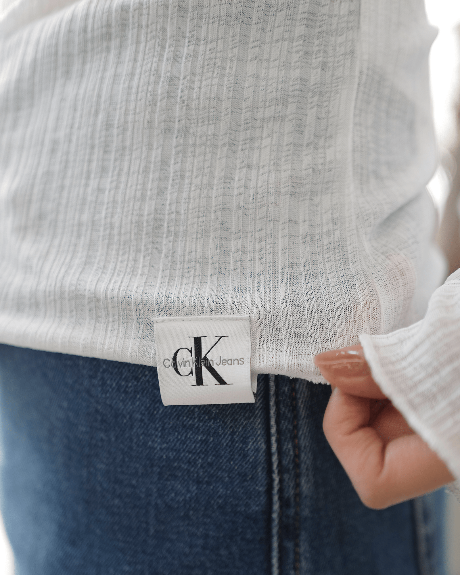 Calvin Klein × SHEER RIB LONG TOP / WHITE
