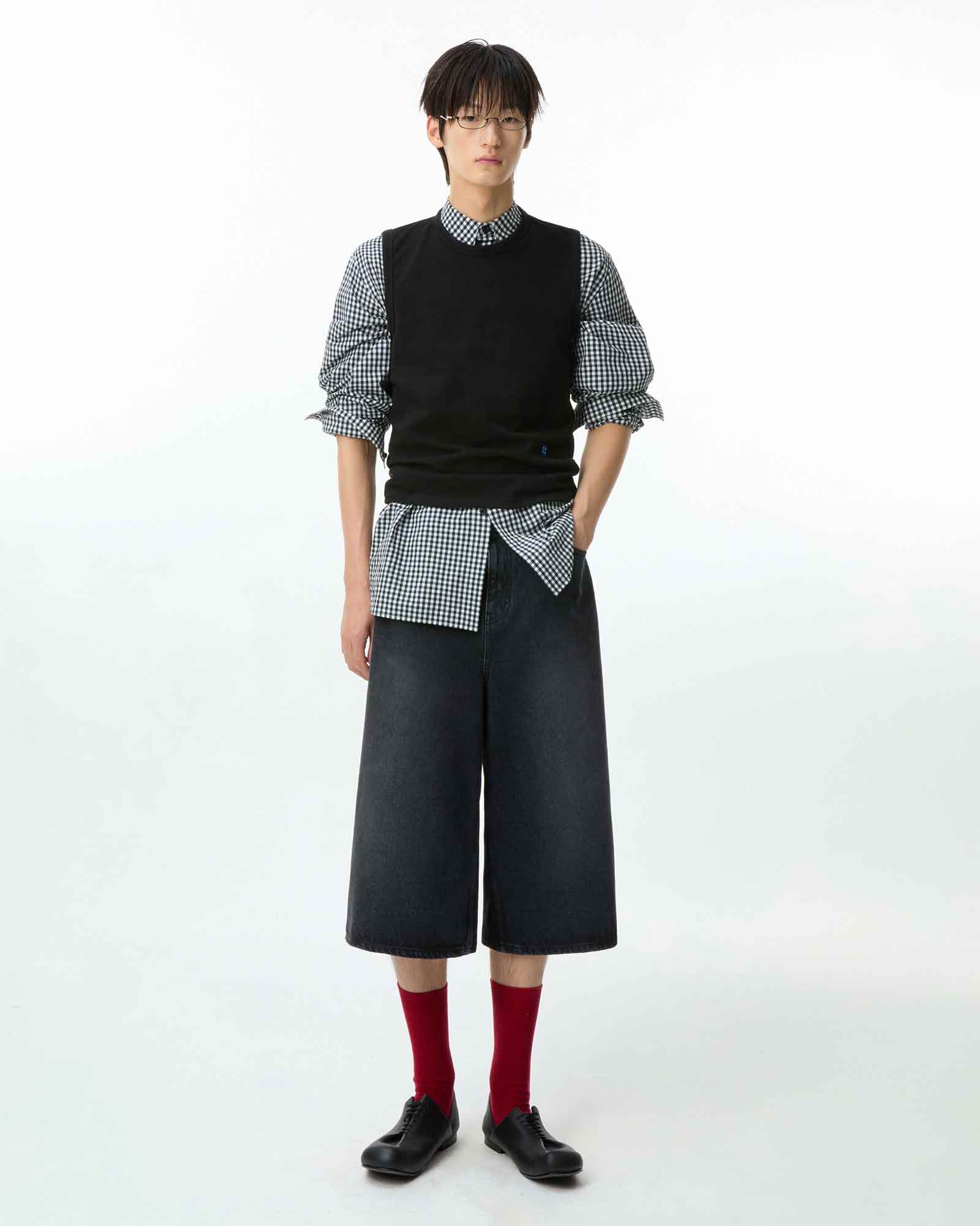 Ader Error × SIG; TRS TAG SHORT JEANS / BLACK