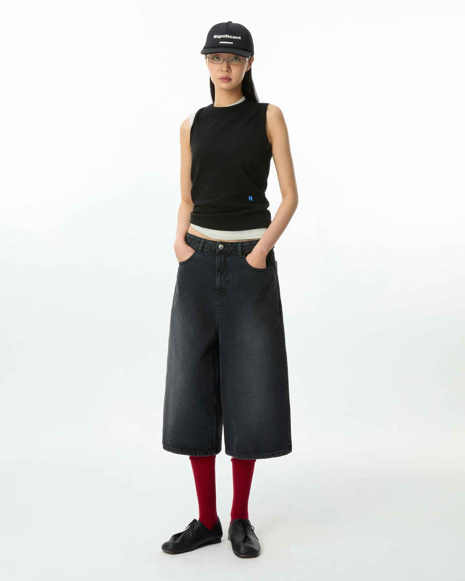 Ader Error × SIG; TRS TAG SHORT JEANS / BLACK