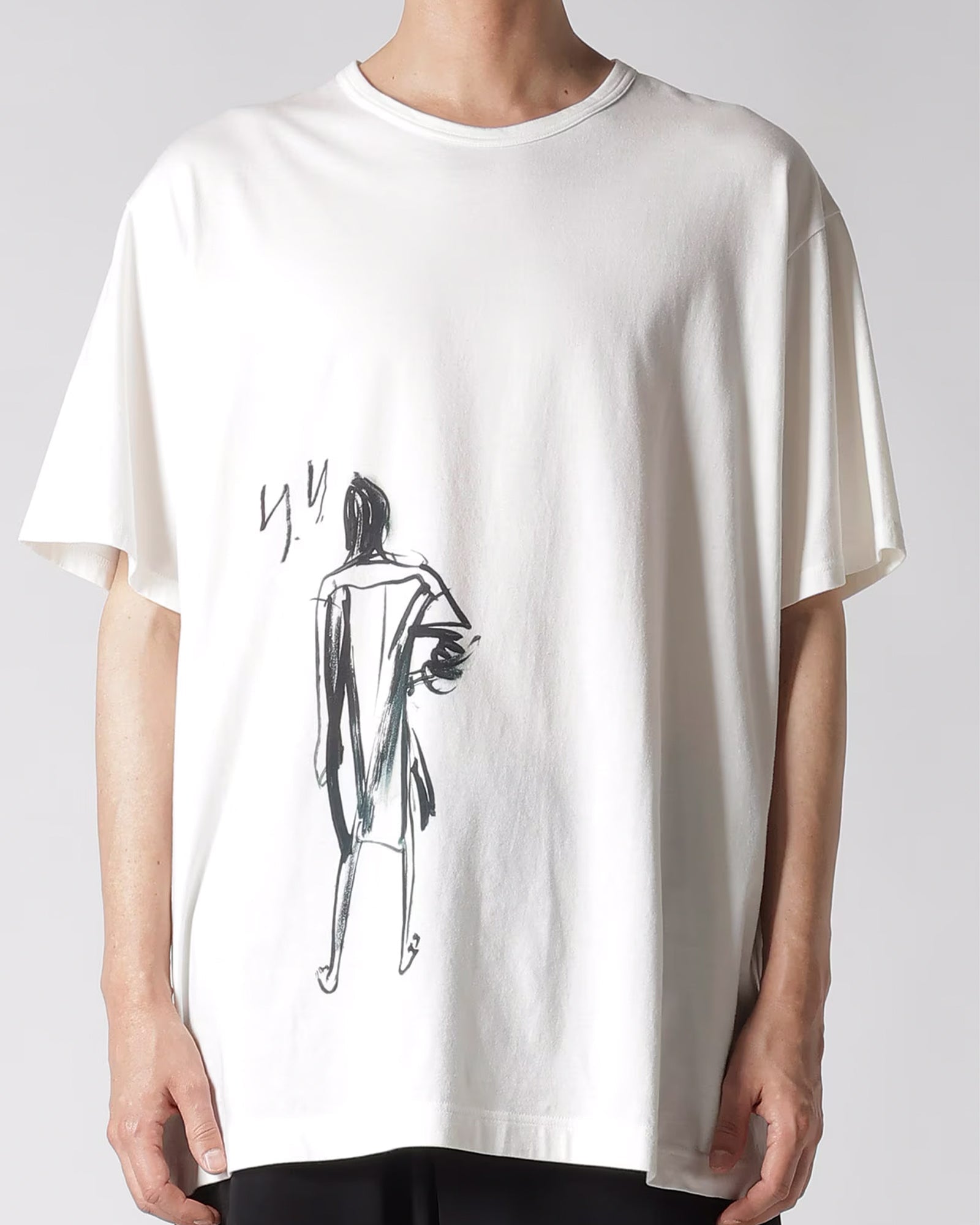 Yohji Yamamoto × SINGLE JERSEY PRINT HALF SLEEVE A / WHITE