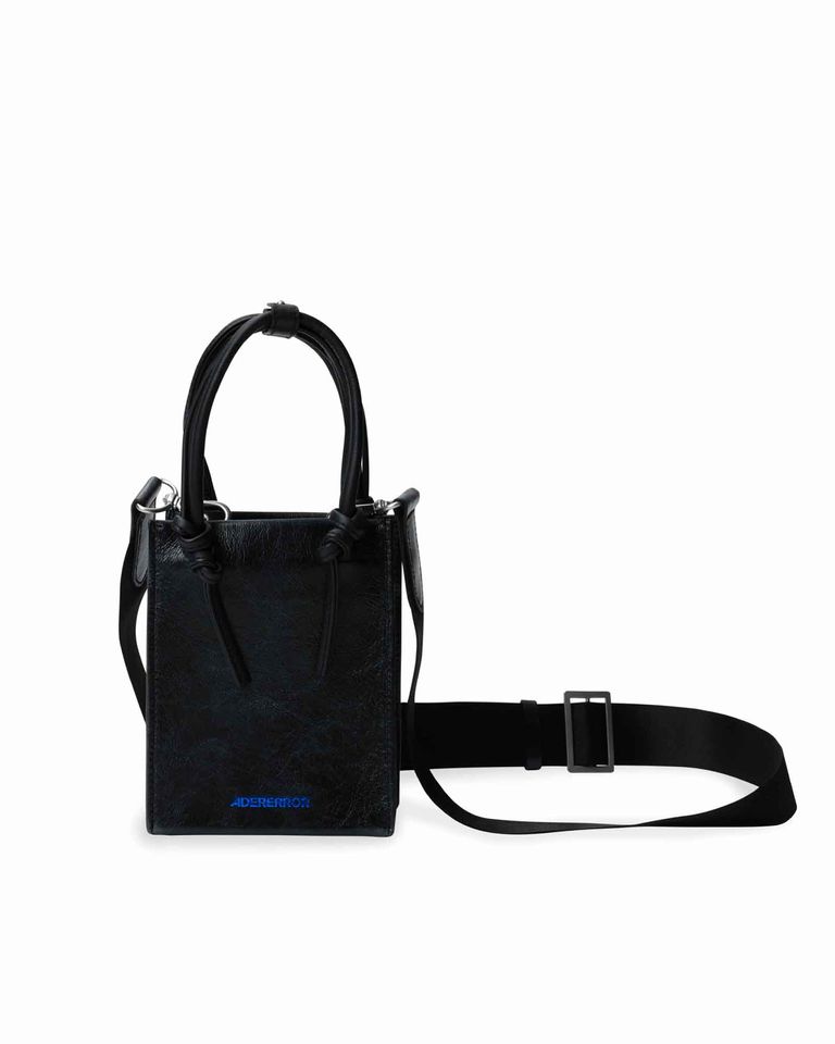 SMALL CRACKED SHOPPER BAG / BLACK