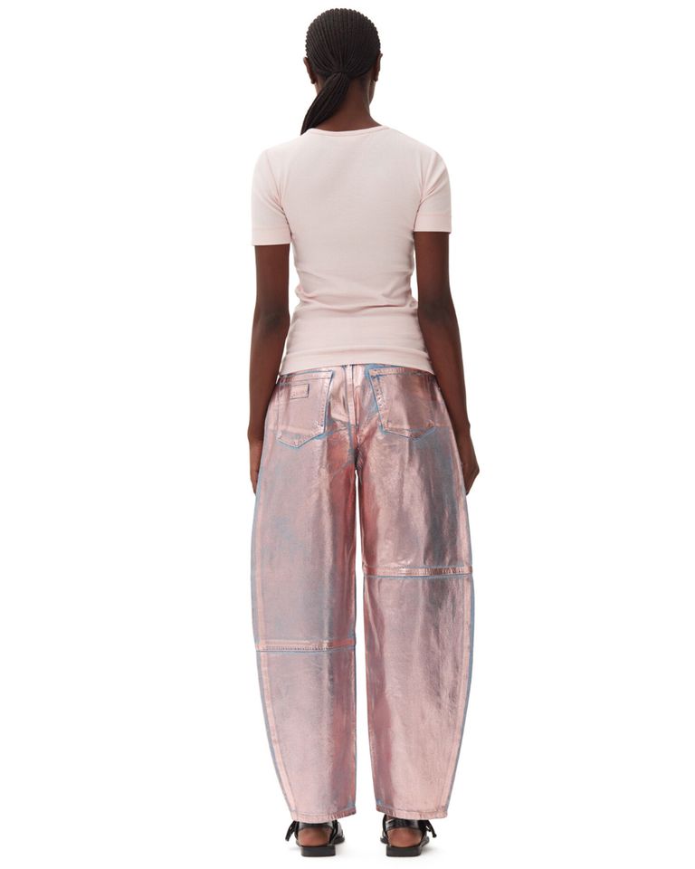 GANNI・ガニー - Tシャツ・カットソー SOFT COTTON RIB SHORT SLEEVE T-SHIRT / PINK