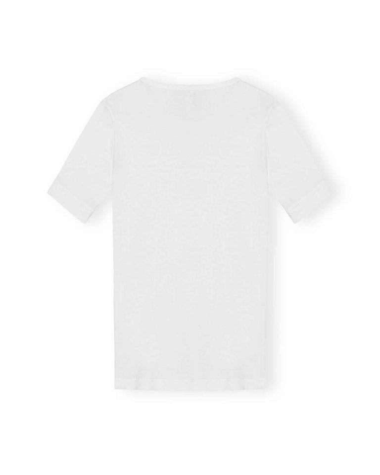 GANNI・ガニー - Tシャツ・カットソー SOFT COTTON RIB SHORT SLEEVE T-SHIRT / WHITE