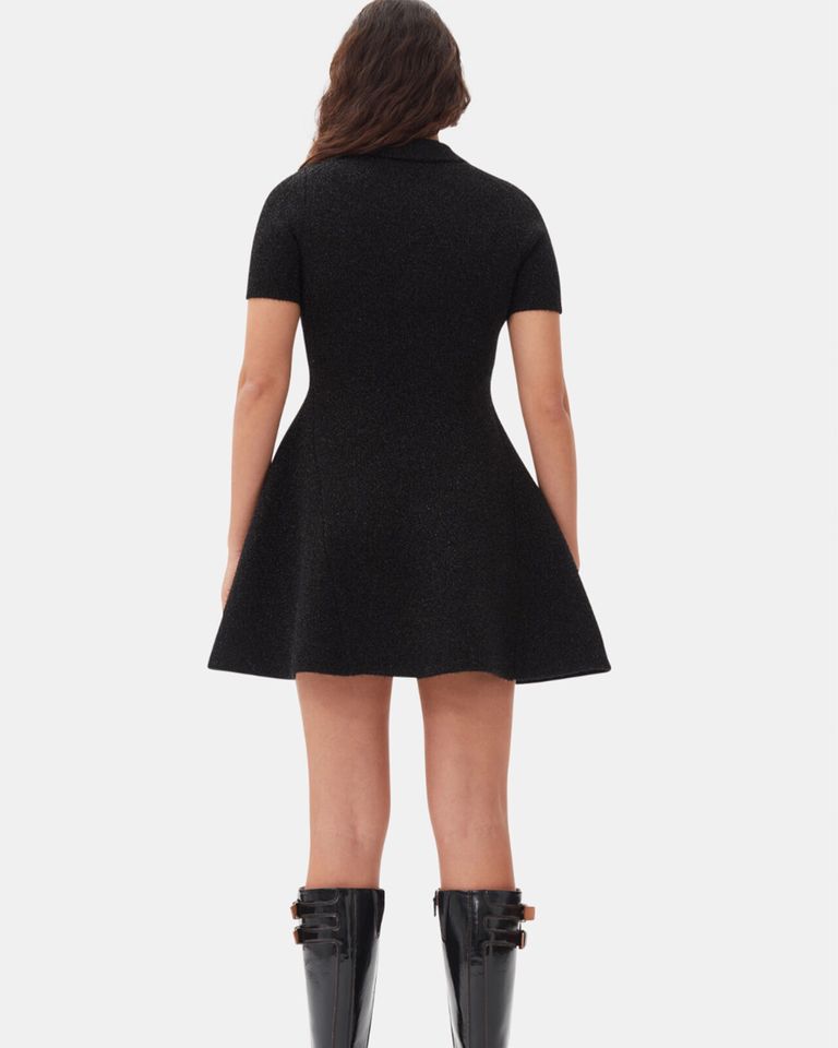 GANNI × SPARKLE DOUBLEFACE MINI DRESS / BLACK