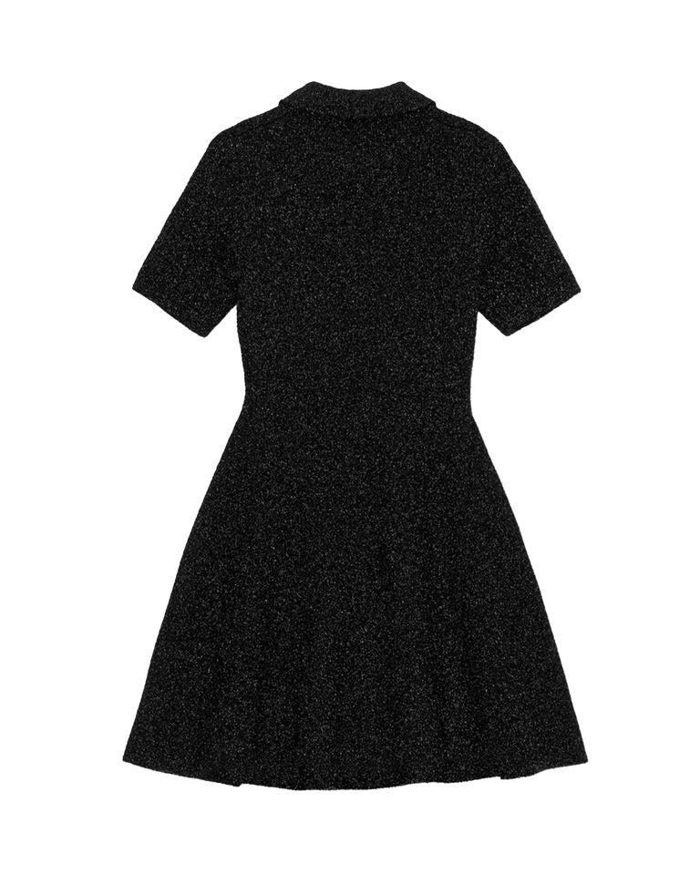 GANNI × SPARKLE DOUBLEFACE MINI DRESS / BLACK