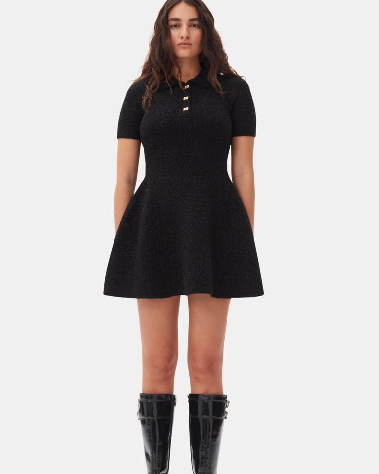 GANNI × SPARKLE DOUBLEFACE MINI DRESS / BLACK