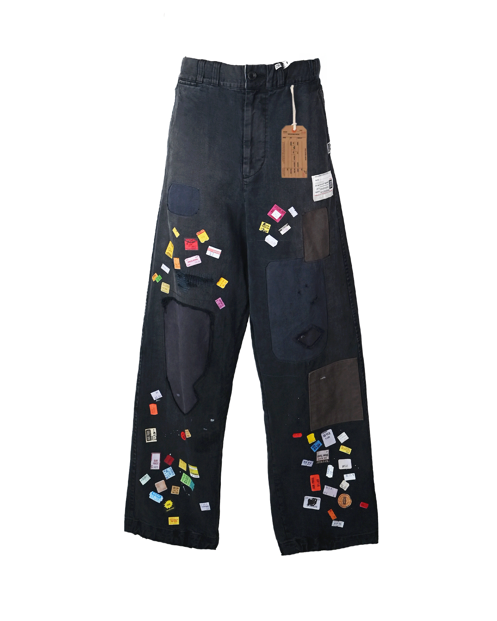 MIHARA YASUHIRO・ミハラヤスヒロ - デニムパンツ PRICE STICKER REPAIRED PANTS / BLACK