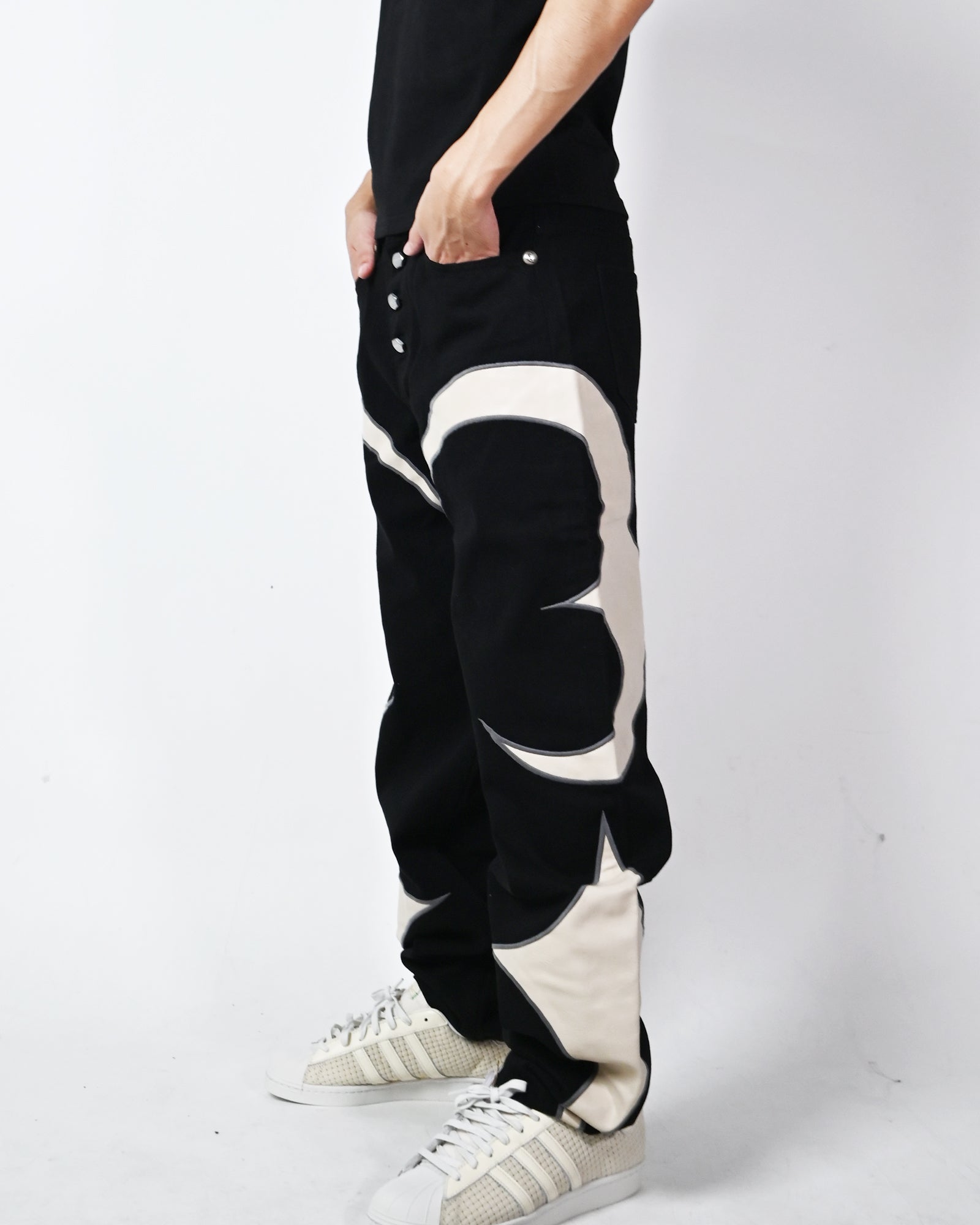 THUG CLUB・サグクラブ - デニムパンツ TC LEATHER WASHING DENIM PANTS / BLACK