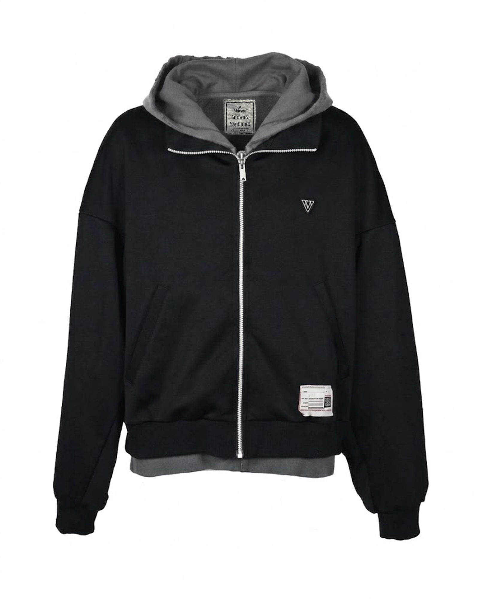 TRACK JACKET LAYERED SWEAT PARKA / BLACK