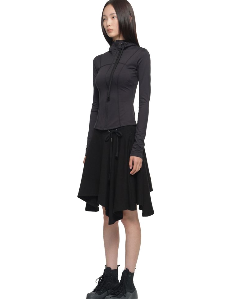NACHE × TRICKLE FLARE MIDI SKIRT / BLACK
